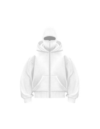 Uniquely Designed Double-Layer Hooded Zip-Up Sweatshirt Jacket