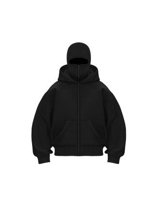 Uniquely Designed Double-Layer Hooded Zip-Up Sweatshirt Jacket