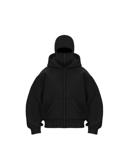 Uniquely Designed Double-Layer Hooded Zip-Up Sweatshirt Jacket