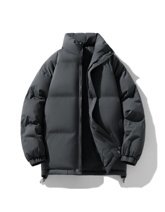 Oversized Padded Stand-Collar Puffer Jacket for Teen Boys – Trendy Style