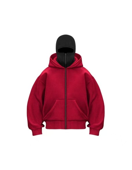 Uniquely Designed Double-Layer Hooded Zip-Up Sweatshirt Jacket