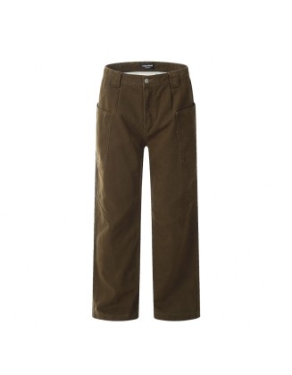 Minimalist Retro Cargo Pants: Loose-Fit Maillard Casual Trousers