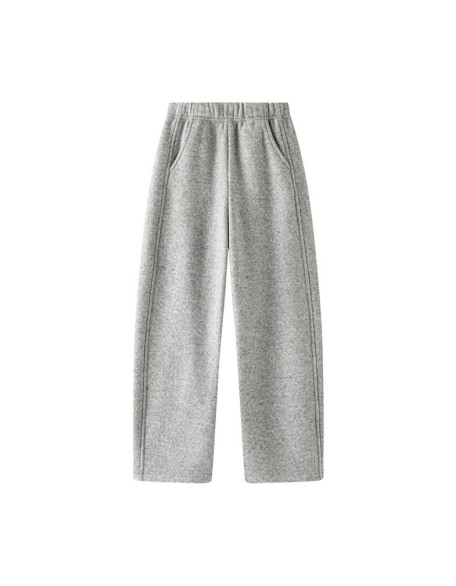 Fleece-Lined High-Waisted Slim-Fit Straight-Leg Curved Pants