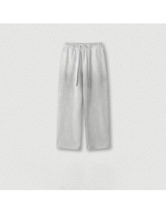 Fleece-Lined Thickened Straight-Leg Washed Sweatpants