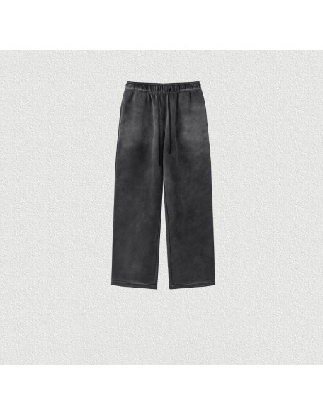 Fleece-Lined Thickened Straight-Leg Washed Sweatpants