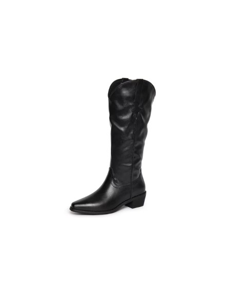 Platform Pointed-Toe Fleece-Lined Knee-High Boots