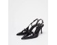 Black Buckle-Strap Embellished High-Heel Mules