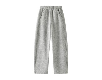 Fleece-Lined High-Waisted Slim-Fit Straight-Leg Curved Pants
