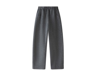 Fleece-Lined High-Waisted Slim-Fit Straight-Leg Curved Pants